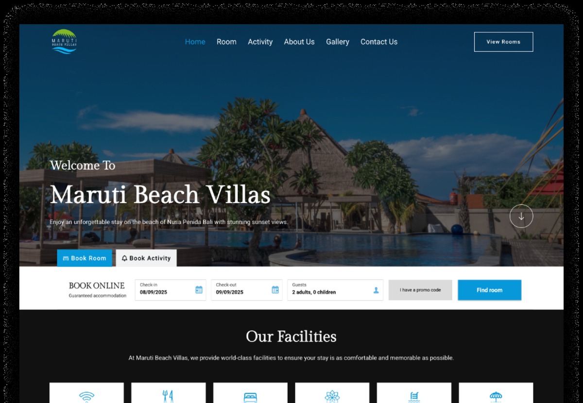 Maruti Beach Villas Tablet View